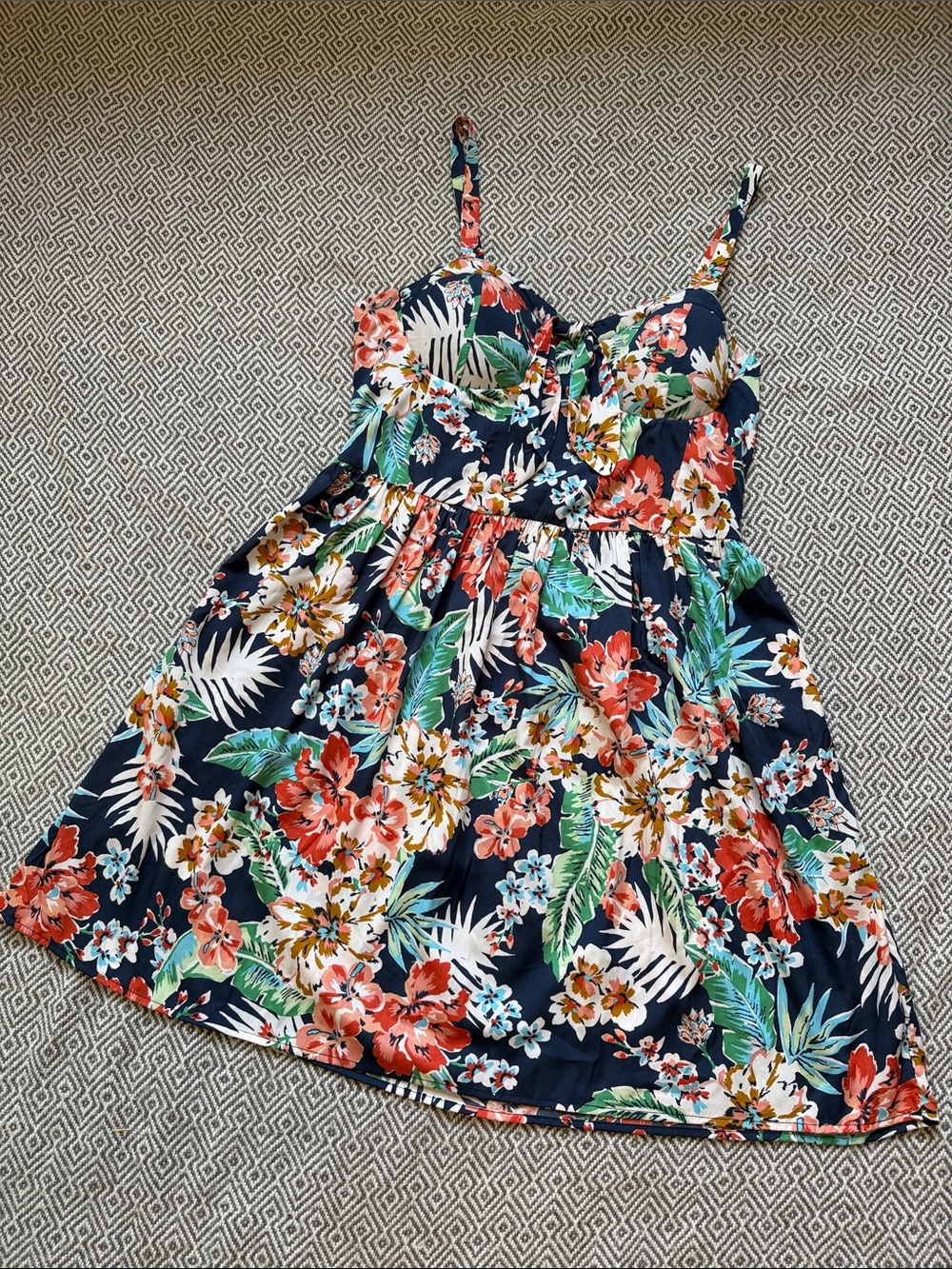 Band of Gypsies Navy Tropical Floral Midi Dress
